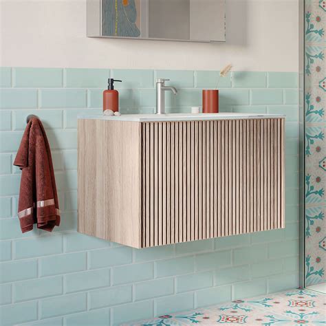 Crosswater Limit 700mm Wall Hung Single Slatted Drawer Vanity Unit