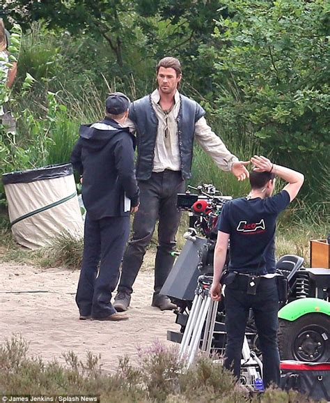 Chris Hemsworth And His Stunt Double Film Scenes For The Huntsman Daily Mail Online