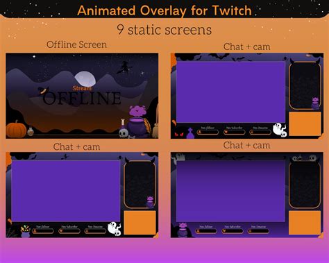 Animated Halloween Overlay Twitch Package Spooky Season Overlay Cute