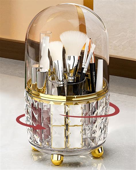 Amazon Makeup Brush Holder Organizer With Lid 360 Rotating Makeup