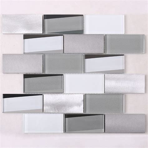 3x4 Grey Beveled Glass Metal Mosaic Tile Hmb13 Metal Mosaic Tiles Bevelled Tiles Mosaic Tiles