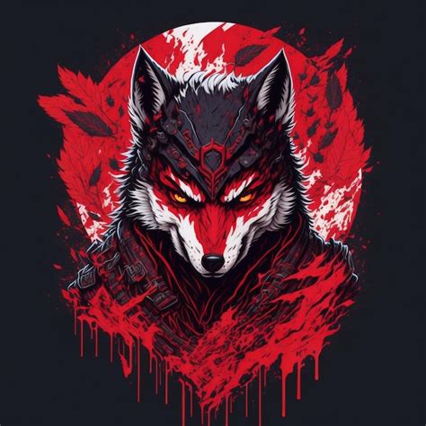 Premium AI Image | A red wolf with a red face and a red background.