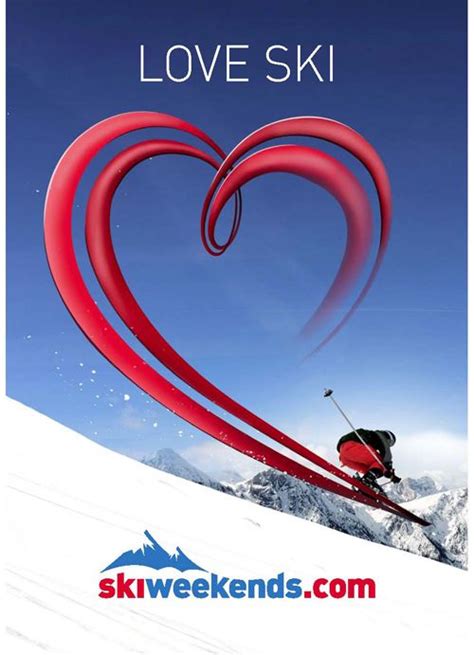 There Is A Heart Shaped Ski Sign In The Air With Snow And Mountains