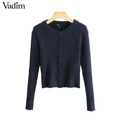 Vadim Women Solid Short Style Cardigan Single Breasted Knitted Sweater