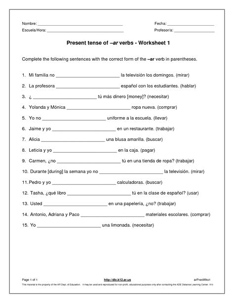 Best Images Of Spanish Present Tense Worksheets Pdf Spanish