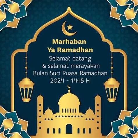 Greeting Card Of Happy Fasting Ramadhan 2024 1445 Hijriyah Vector