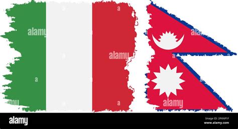 Nepal And Italy Grunge Flags Connection Vector Stock Vector Image