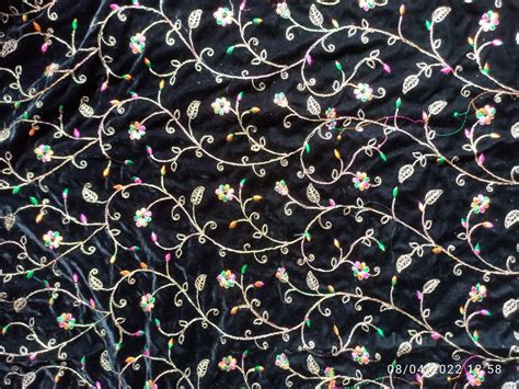 Black Embroidered Velvet Fabric For Clothing At Rs Meter In Surat