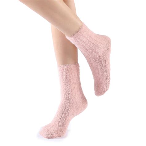 Polly Fuzzy Crew Sock Pink Sock Season