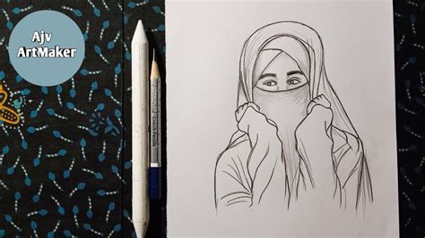 Muslim Girl Drawing Easy Girl With Hijab Drawing Girl Drawing Easy