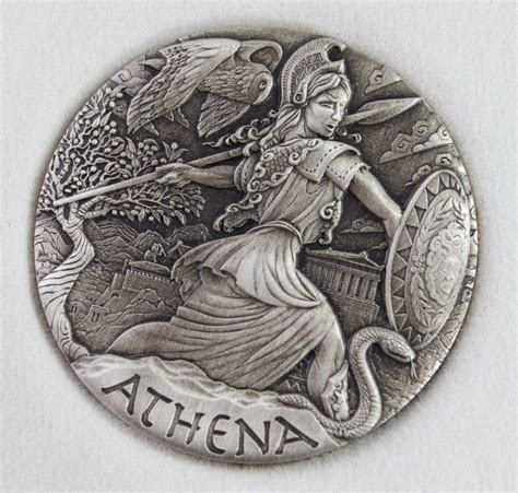 Lot Tuvalu Athena Gods Of Olympus Antique Finish Silver