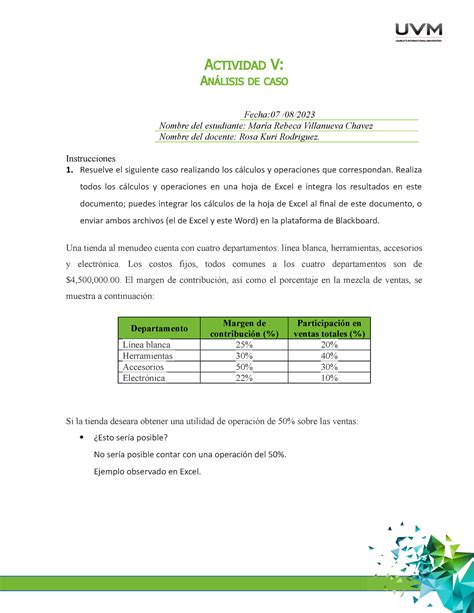 A5 MRVC Tarea Contabilidad Administrativa UVM Studocu