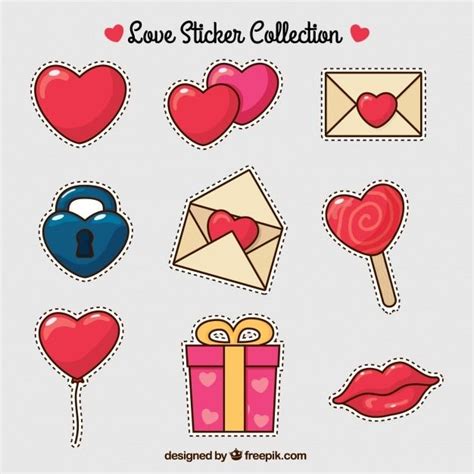 Set De Corazones Y Elementos De Amor Dibujados A Mano Vector Gratis