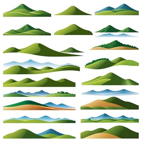 Rolling Hills Vector Set White Background Isolated A High Qua Premium