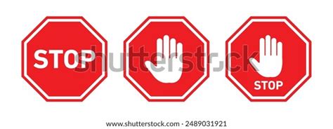 Stop Sign Set Red Stop Roadsign Stock Vector (Royalty Free) 2489031921 ...