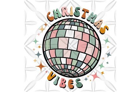 Retro Christmas Vibes Disco Ball PNG