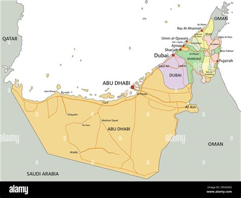 United Arab Emirates Highly Detailed Editable Political Map With