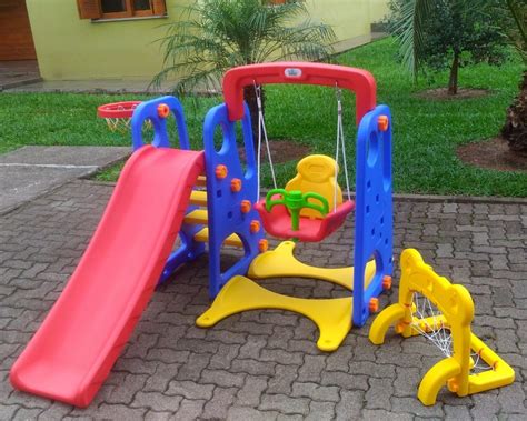 Playground Infantil 4 X 1 Balanço Escorregador Cesta Goleira R 1249