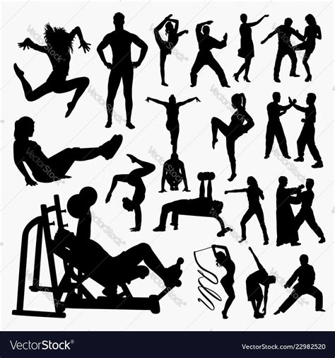 Fitness And Jogging People Silhouette Royalty Free Vector