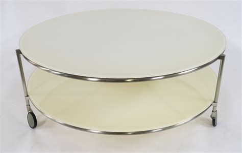 A Late 20th Century Ehlen Johansson For Ikea Strind Two Tier Coffee Tablewith Circular White Glass