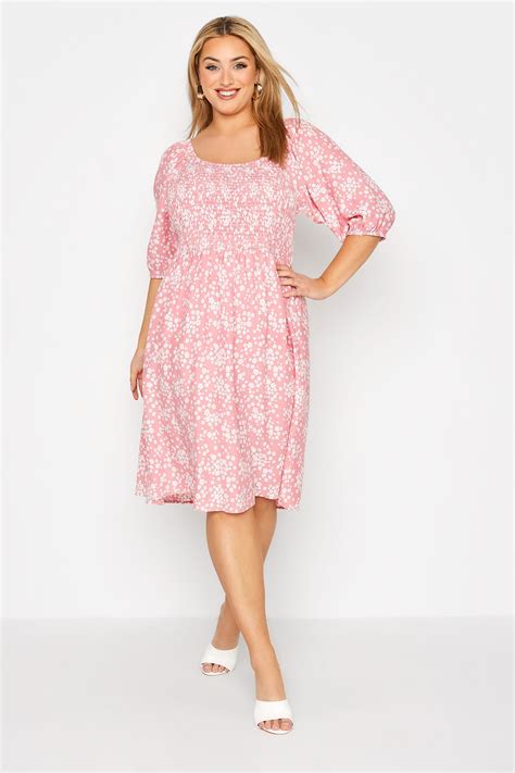 And White Floral Shirred Balloon Sleeve Midi Dress