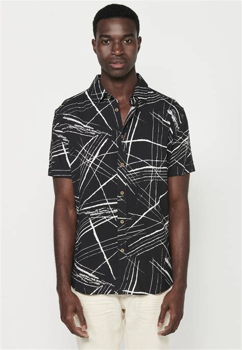 Koroshi Short Sleeve Overhemd Black Zwart Zalando Nl