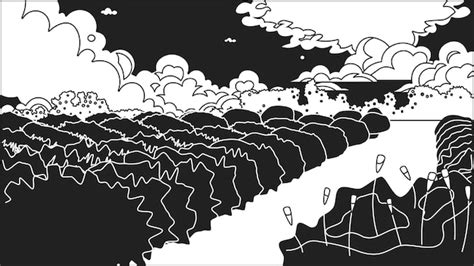 Premium Vector | Sunset in the field bw cute kawaii lo fi background ...