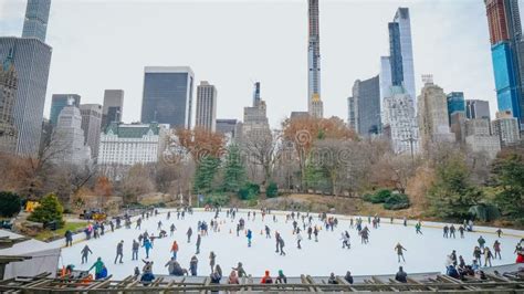 Famous Ice Rink At Central Park At Christmas Time New York Usa