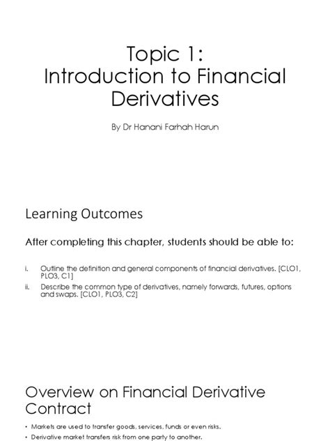 Ch 1 Pdf Derivative Finance Futures Contract