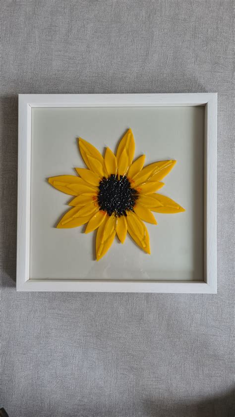 Contemporary Stylised Sunflower In A Frame Plymouth Glass Gallery Ltd