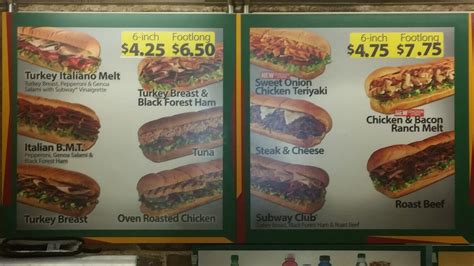 Subway Menu Prices