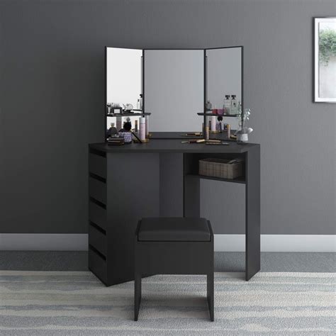 Corner Dressing Table White Makeup Vanity Console Dresser Table With