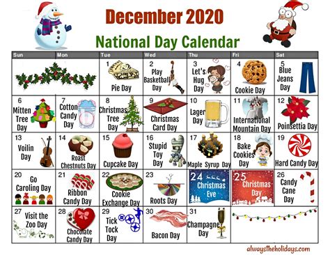 December National Day Calendar Free Printable Calendars