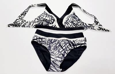 eleMar Damen Bademode Frauen Bikini weiß schwarz gemustert Cup B Gr 38 eBay