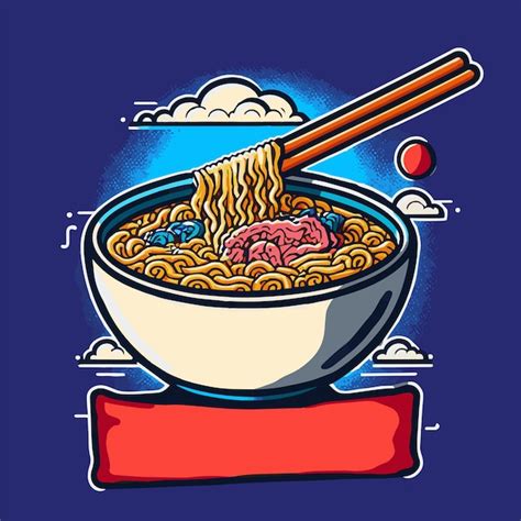 Japanische Ramen Nudeln Bowl Cartoon Illustration F R Maskottchen Logo