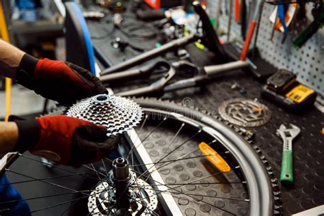 Officina Di Riparazione Di Biciclette Sul Gancio Appendere Ruote Nuove