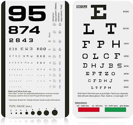 Pecula Eye Chart Pocket Eye Chart Snellen Pocket Eye Chart Rosenbaum