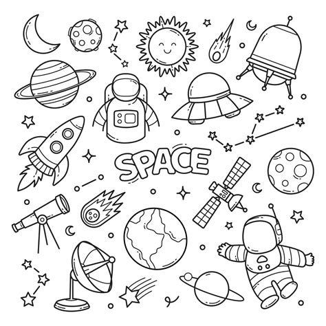 Space Doodle Hand Drawn Vector Clip Art Objects Illustration 11991563 Vector Art At Vecteezy