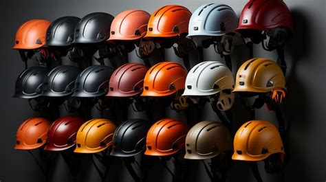 Premium AI Image | Various safety construction helmets