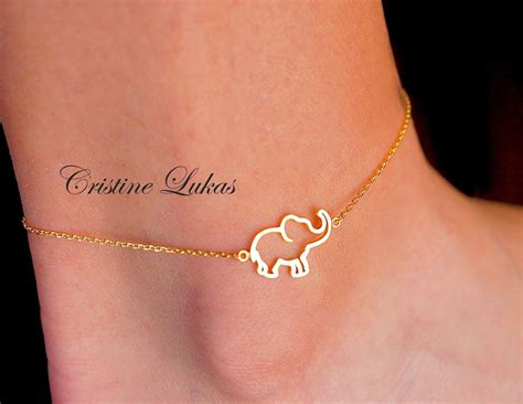 10k 14k 18k Solid Gold Elephant Bracelet In Yellow White Etsy