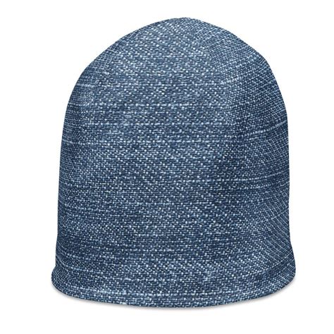 Denim All Over Print Beanie Etsy