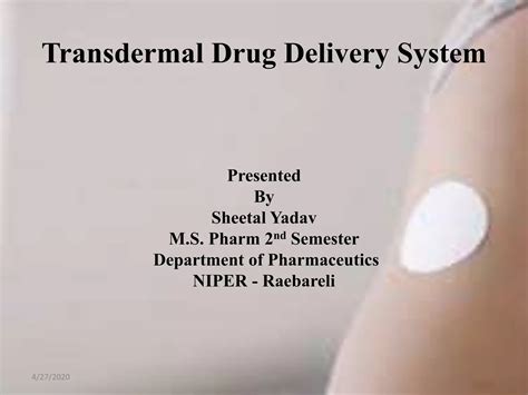 Introduction Of Transdermal Drug Delivery System Tdds Ppt