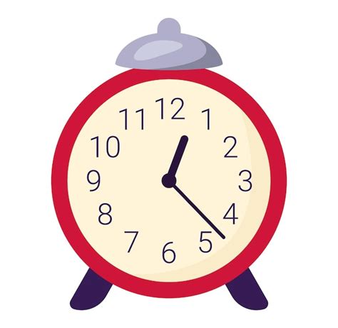 Premium Vector Red Vintage Alarm Clock Showing Seven Oclock Classic