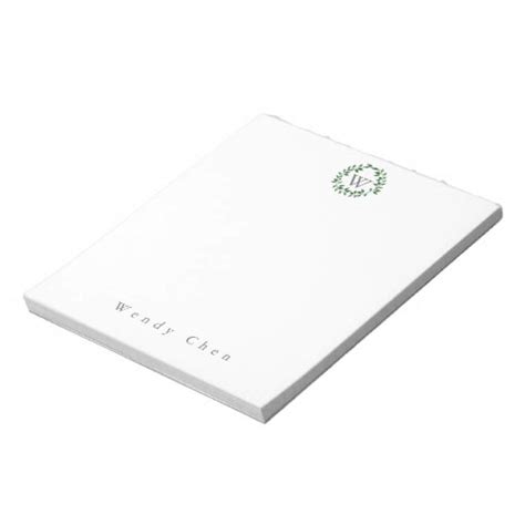 Elegant Greenery Monogram Notepad Zazzle