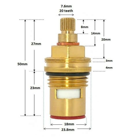 Bclong Tap Cartridge Quarter Turn Ceramic Mixer Valves Inserts 50mm X 20 Teeth