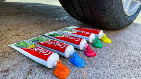 Experiment Car Vs Rainbow Toothpaste Experiments And Crunch Things With Car Youtube