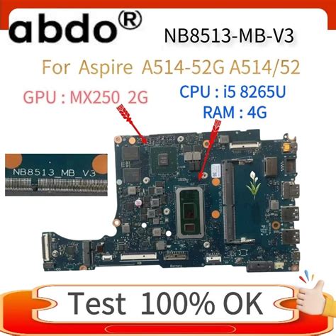 For Aspire A G A Laptop Motherboard Nb Mb V Cpu I