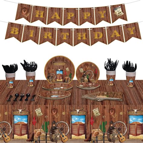 Amazon Western Party Decorations 81 Pcs Plates Napkins Western