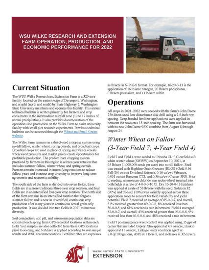 Wsu Extension Publications Wsu Wilke Research And Extension Farm Operation Production And