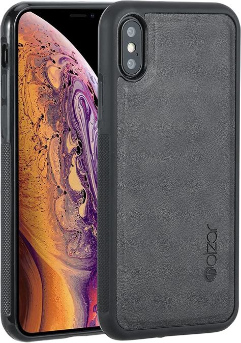 Molzar Gripbig Series Iphone Xs And Iphone X Case With Faux Leather Built In Metal Plate For